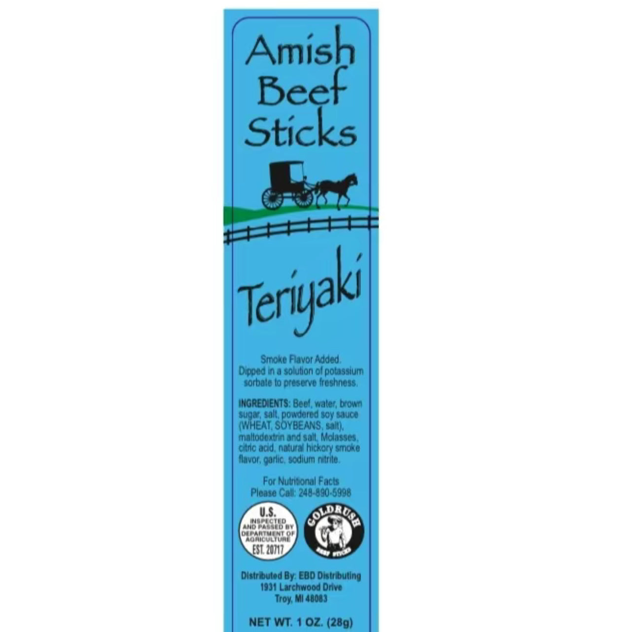 Amish Teriyaki Beef sticks 24ct full box