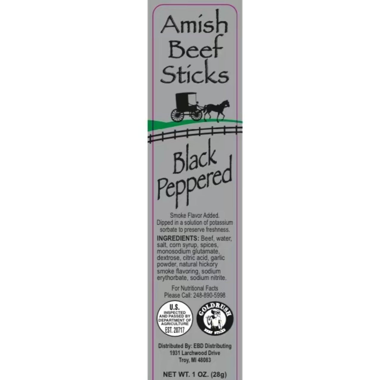 Amish Black Pepper Beef sticks 24ct full box