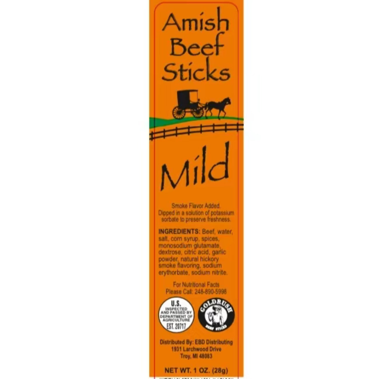 Amish Mild Beef sticks 24ct full box