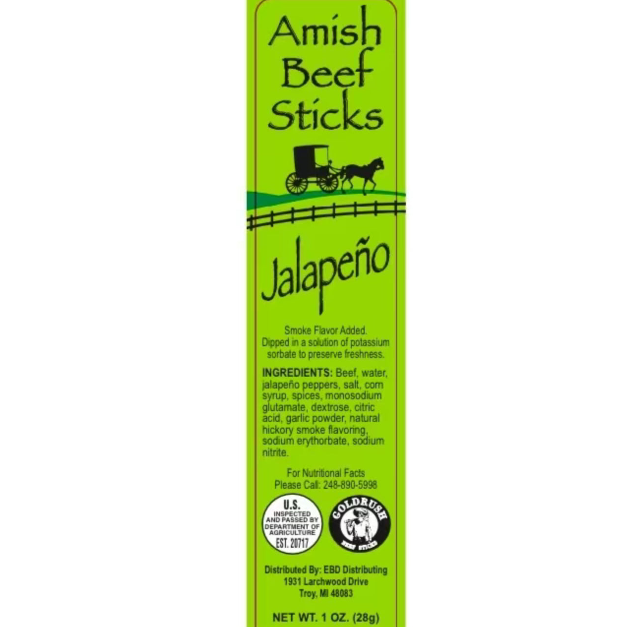 Amish Jalapeno Beef sticks 24ct full box