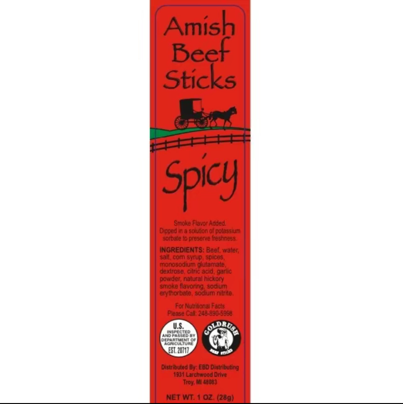 Amish Spicy Beef sticks 24ct full box