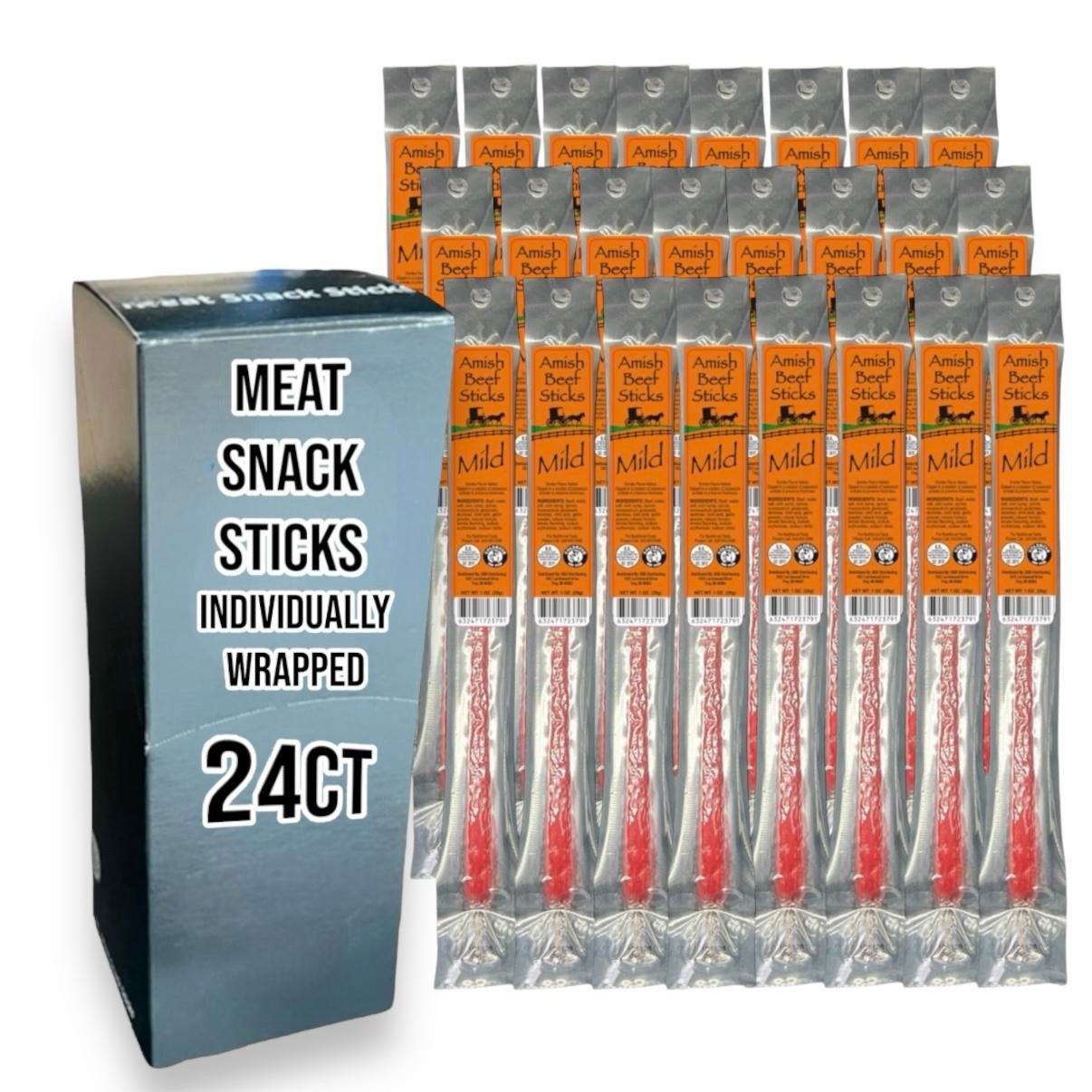 Beef Snack Sticks - Mild - 24 Individually Wrapped - Amish Beef Sticks ...