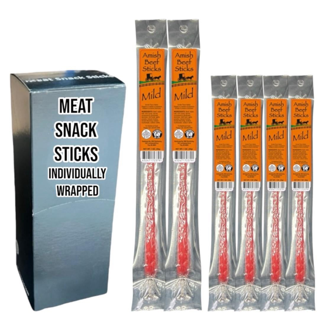 Beef Snack Sticks - Mild - 24 Individually Wrapped - Amish Beef Sticks