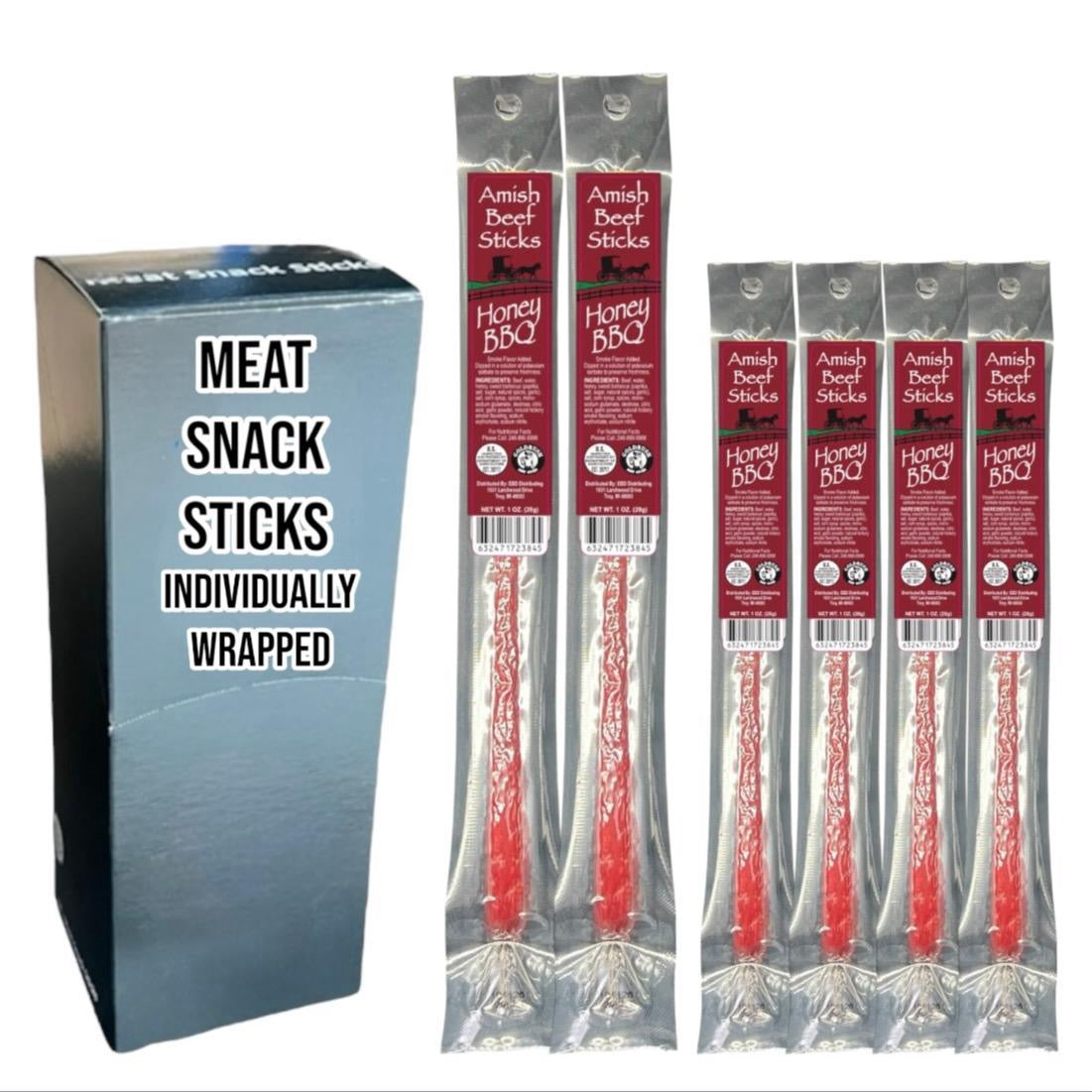 Beef Snack Sticks - Honey Bbq - 24 Individually Wrapped - Amish Beef Sticks