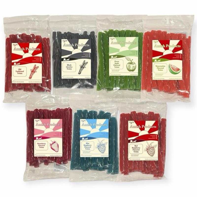 Licorice Twist 16oz Bags Sampler pack - 7 Delicious Flavors - Amish Pr ...
