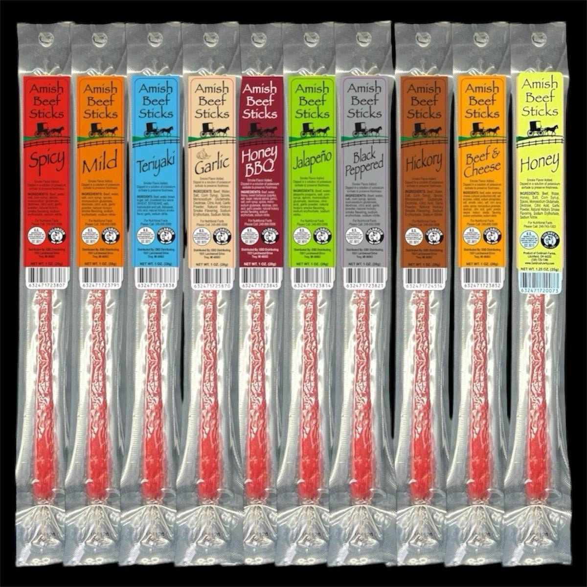 Beef Snack Sticks Sampler - Individually Wrapped Beef Snack Sticks - High Quality Meat Snack