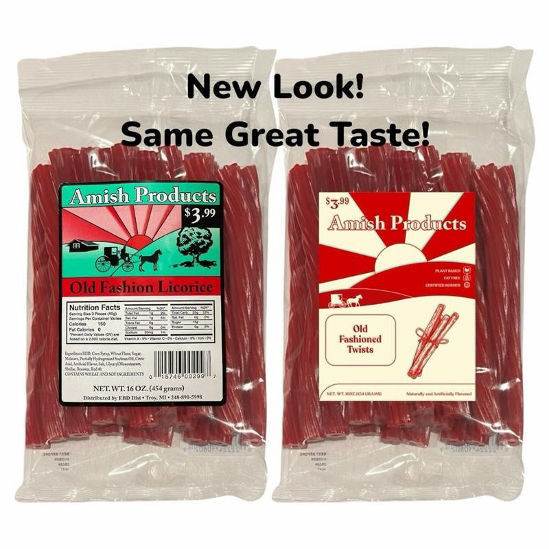 Amish Products Licorice - 7 Delicious Flavors - 16oz Bags - Single