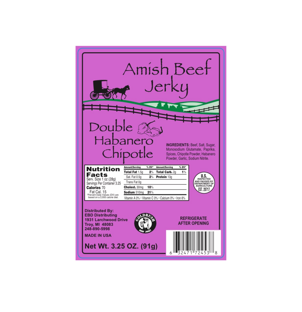 Amish Double Habanero Beef Jerky