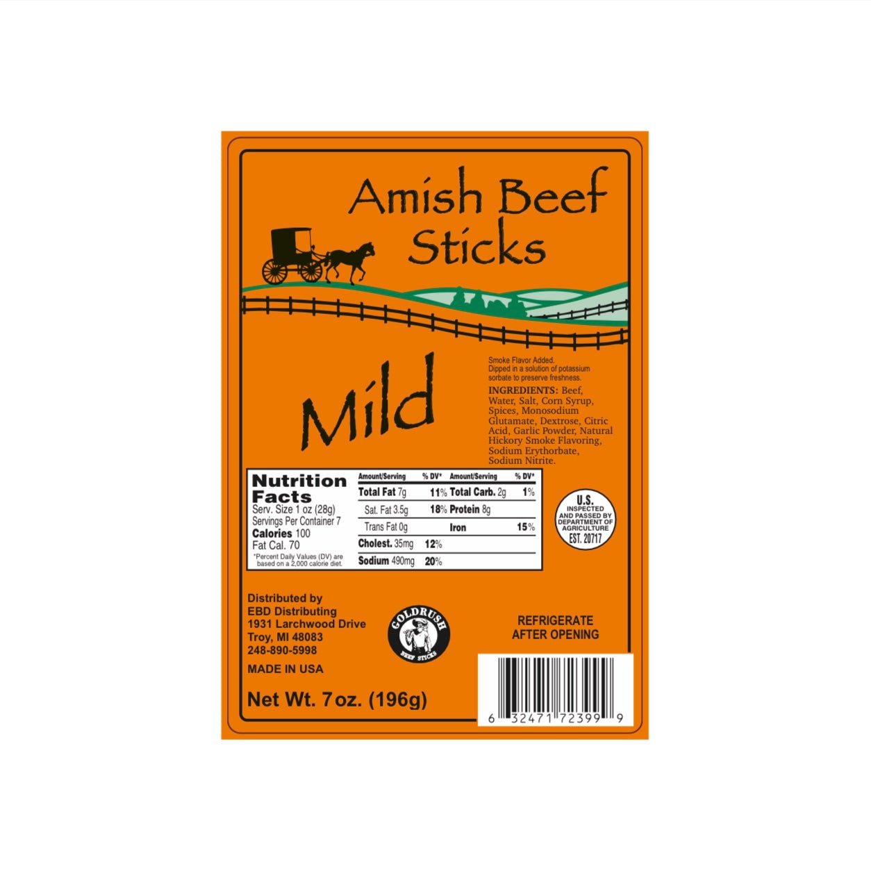 Amish Mild Beef sticks 4ct