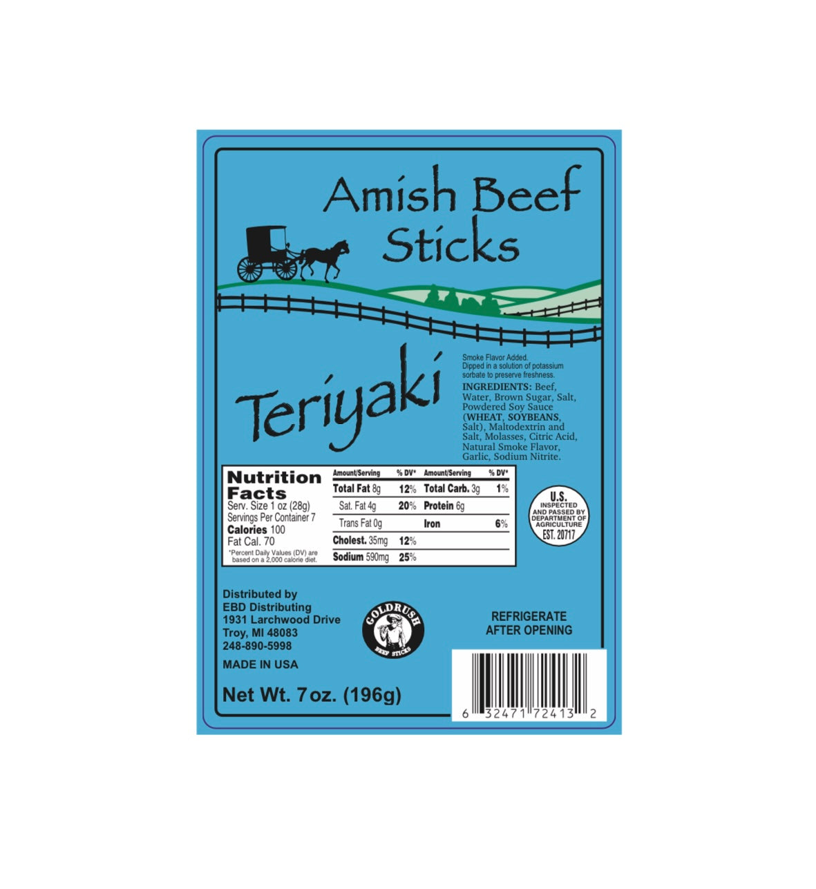 Amish Teriyaki Beef sticks 4ct